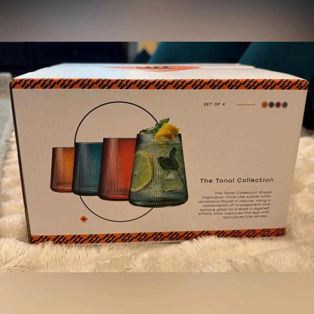 NEW KHEN Colorful Wine Glass Tumbler Set of 4 - Picture 3 of 8